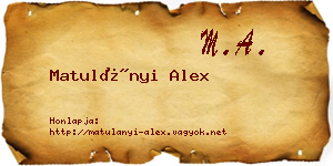 Matulányi Alex névjegykártya